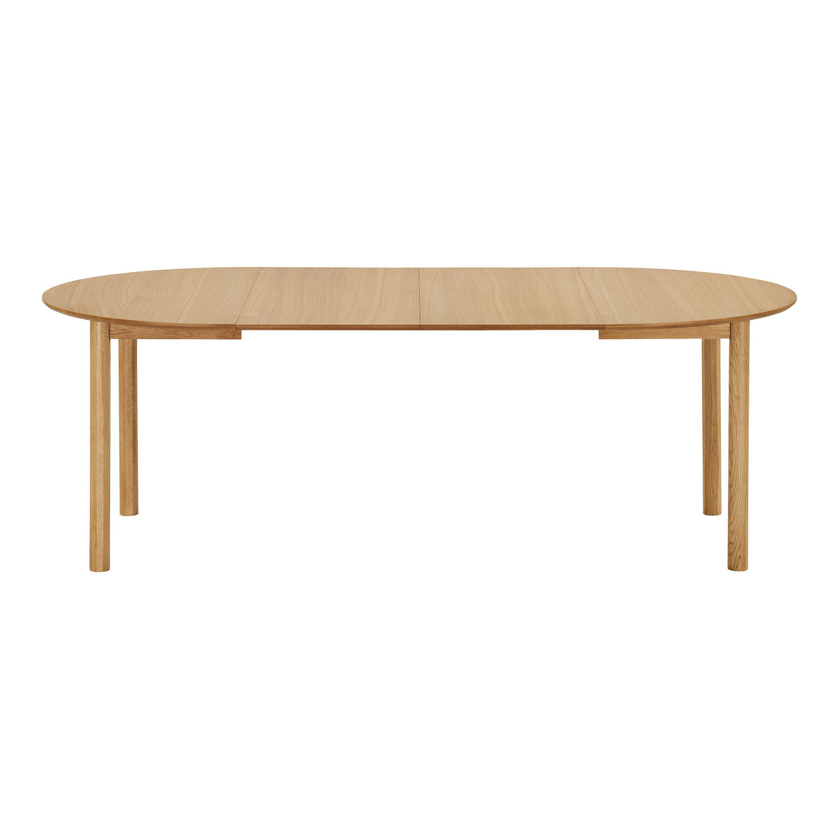 Masă de dining, furnir de stejar, natur, include două extensii, ø120x120-170-220x75 cm