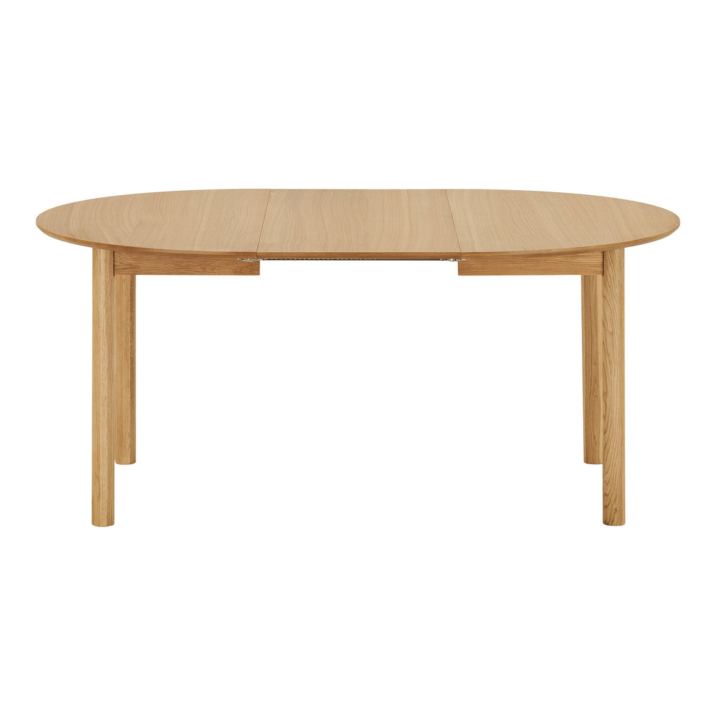 Masă de dining, furnir de stejar, natur, include două extensii, ø120x120-170-220x75 cm