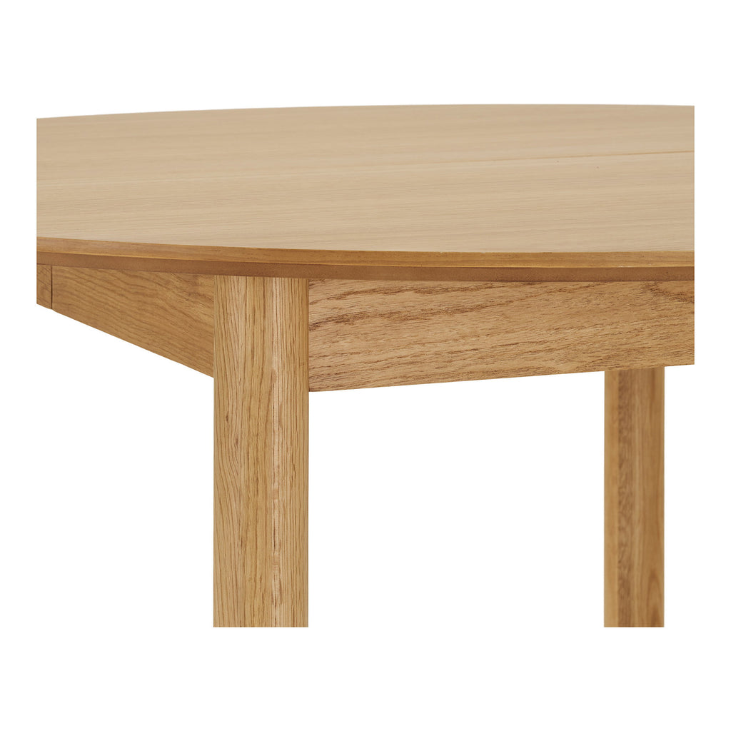 Masă de dining, furnir de stejar, natur, include două extensii, ø120x120-170-220x75 cm