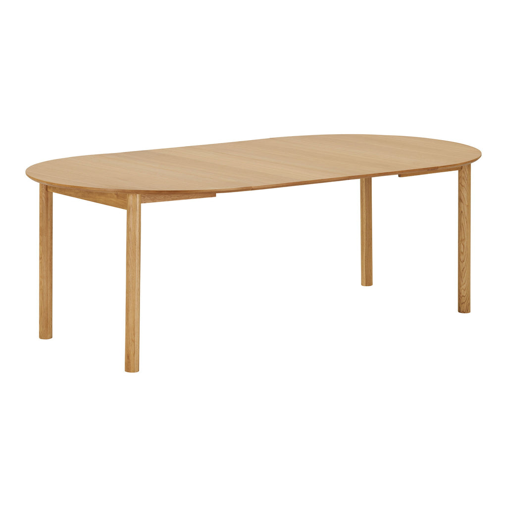 Masă de dining, furnir de stejar, natur, include două extensii, ø120x120-170-220x75 cm