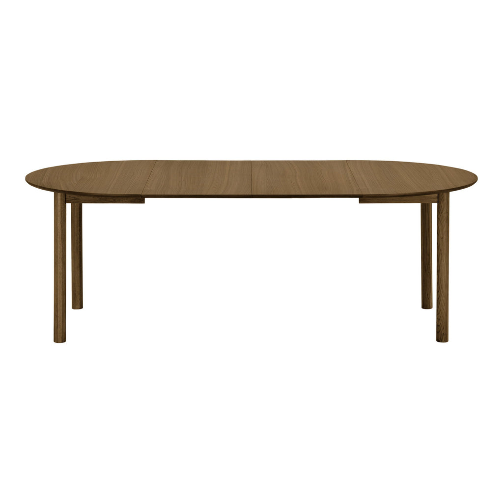Masă de dining, furnir de stejar, fumuriu, include două extensii, ø120x120-170-220x75 cm