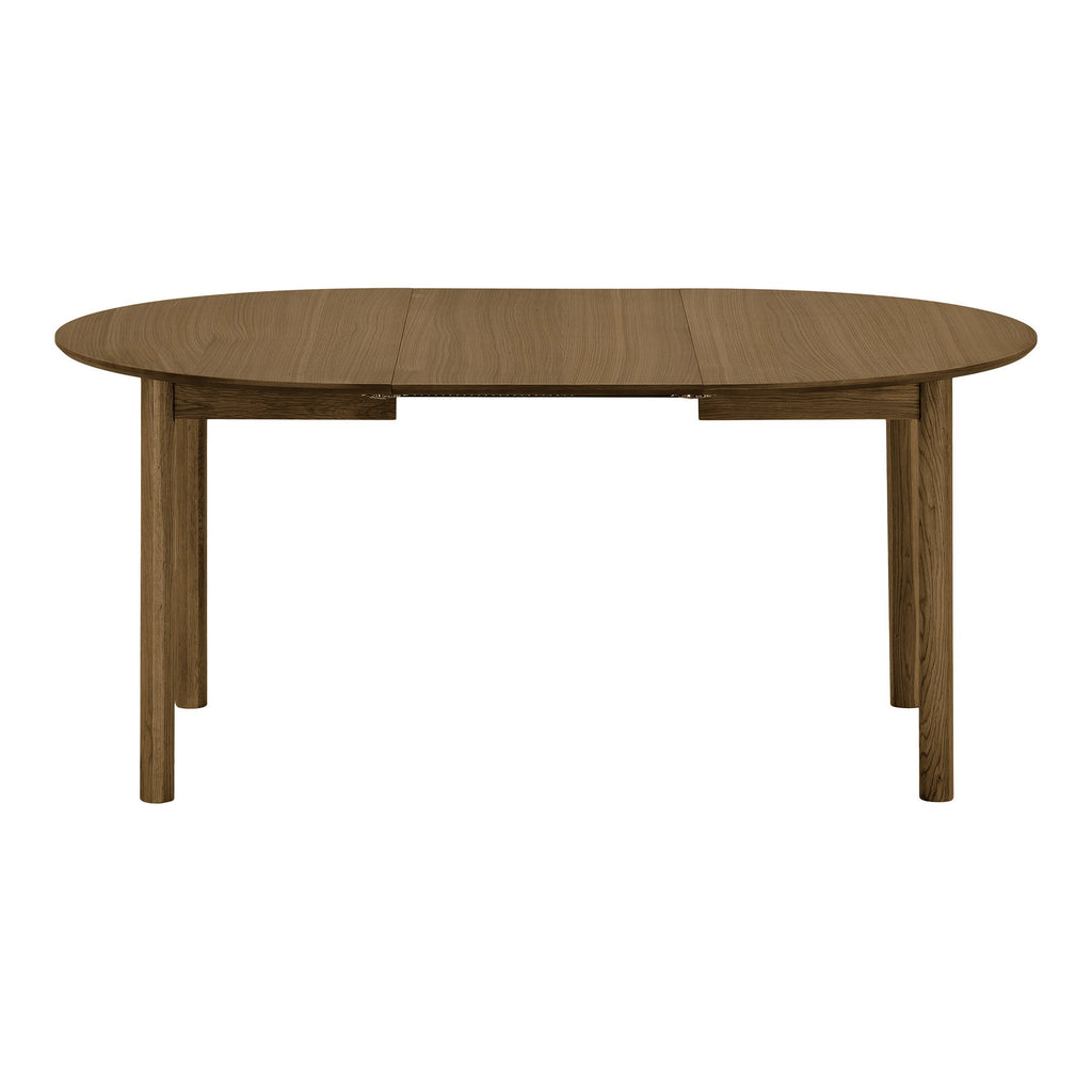 Masă de dining, furnir de stejar, fumuriu, include două extensii, ø120x120-170-220x75 cm
