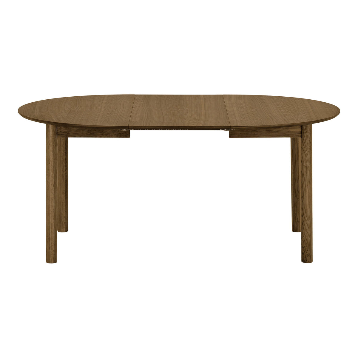 Masă de dining, furnir de stejar, fumuriu, include două extensii, ø120x120-170-220x75 cm