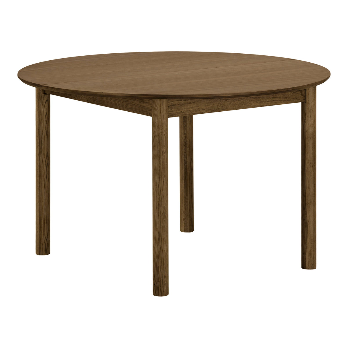 Masă de dining, furnir de stejar, fumuriu, include două extensii, ø120x120-170-220x75 cm