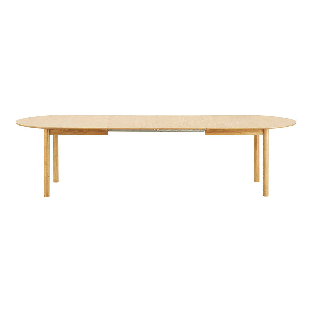 Masă de dining, furnir de stejar, natur, include două extensii, 100x200-250-300x75 cm