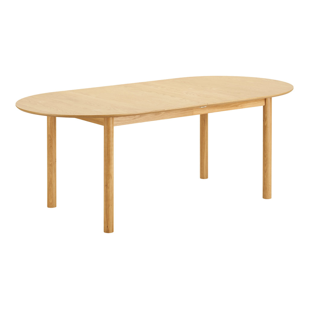 Masă de dining, furnir de stejar, natur, include două extensii, 100x200-250-300x75 cm