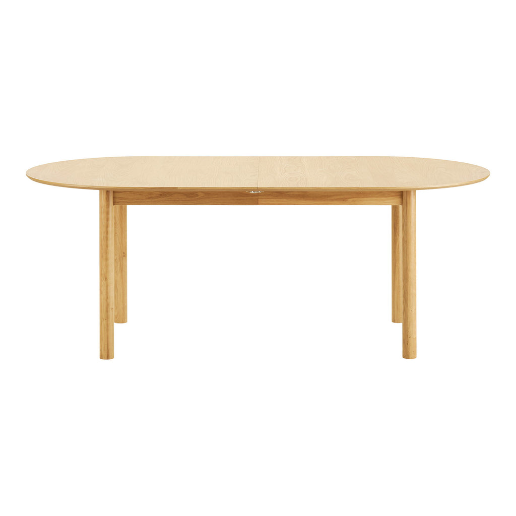 Masă de dining, furnir de stejar, natur, include două extensii, 100x200-250-300x75 cm