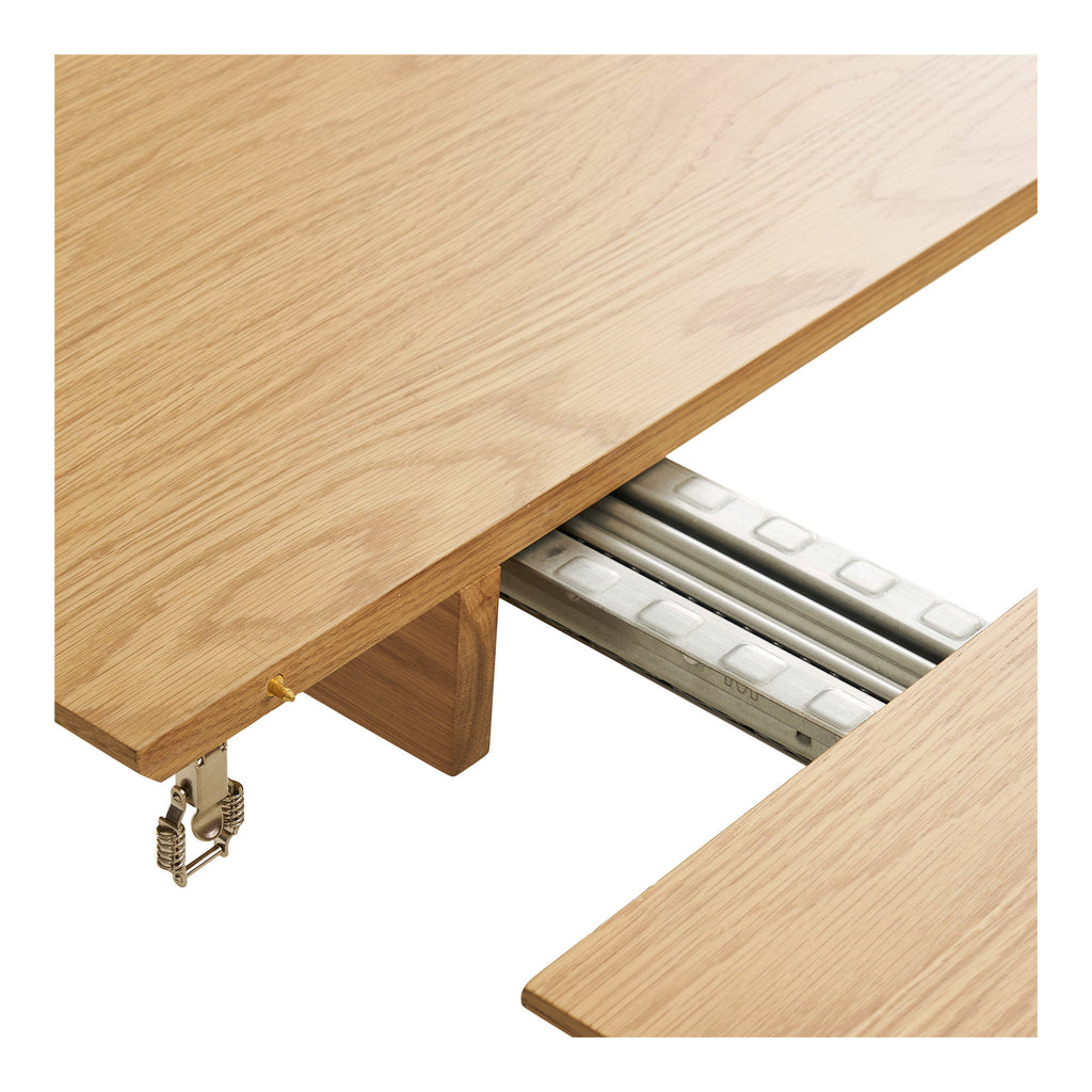 Masă de dining, furnir de stejar, natur, include două extensii, 100x200-250-300x75 cm