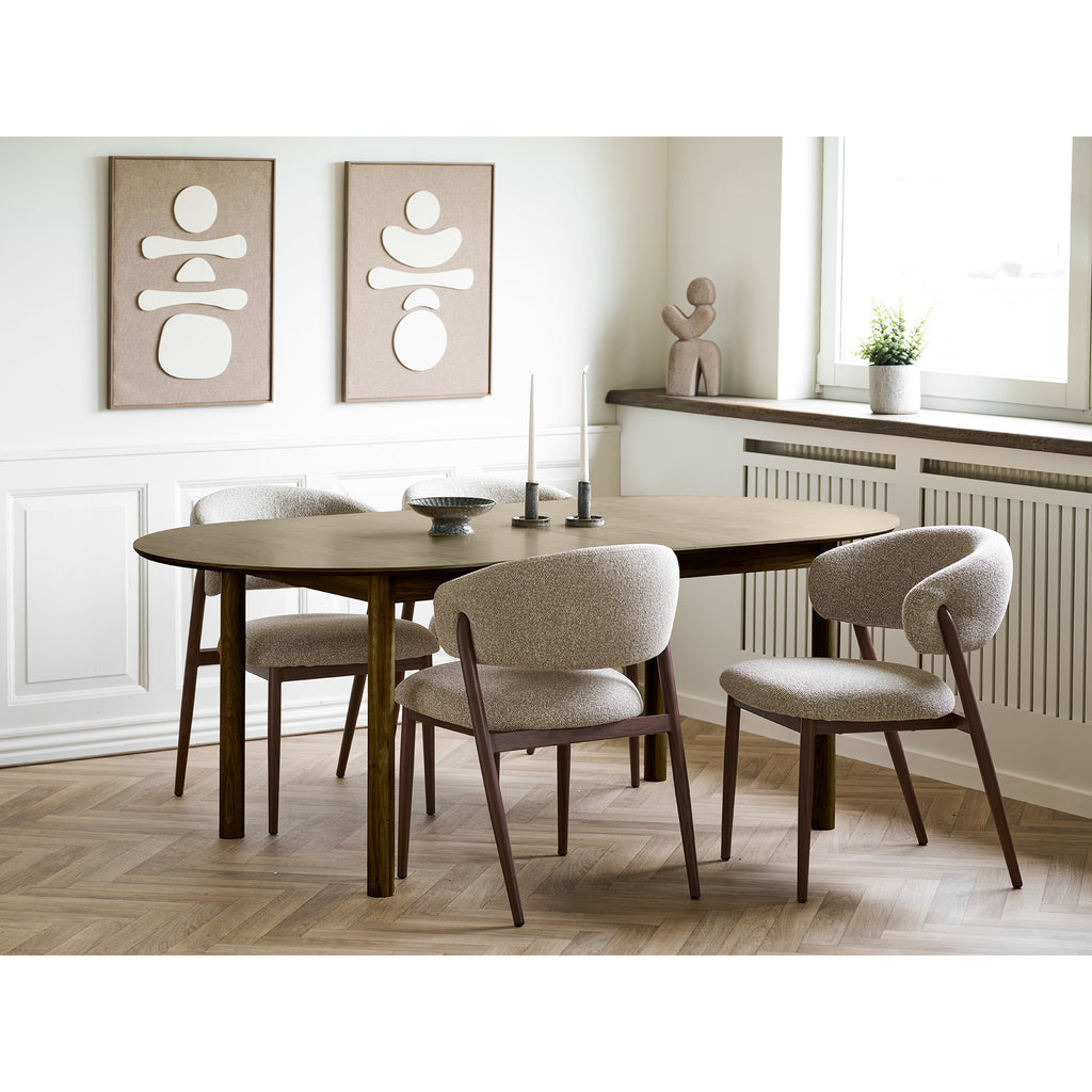 Masă de dining, furnir de stejar, fumuriu, include două extensii, 100x200-250-300x75 cm