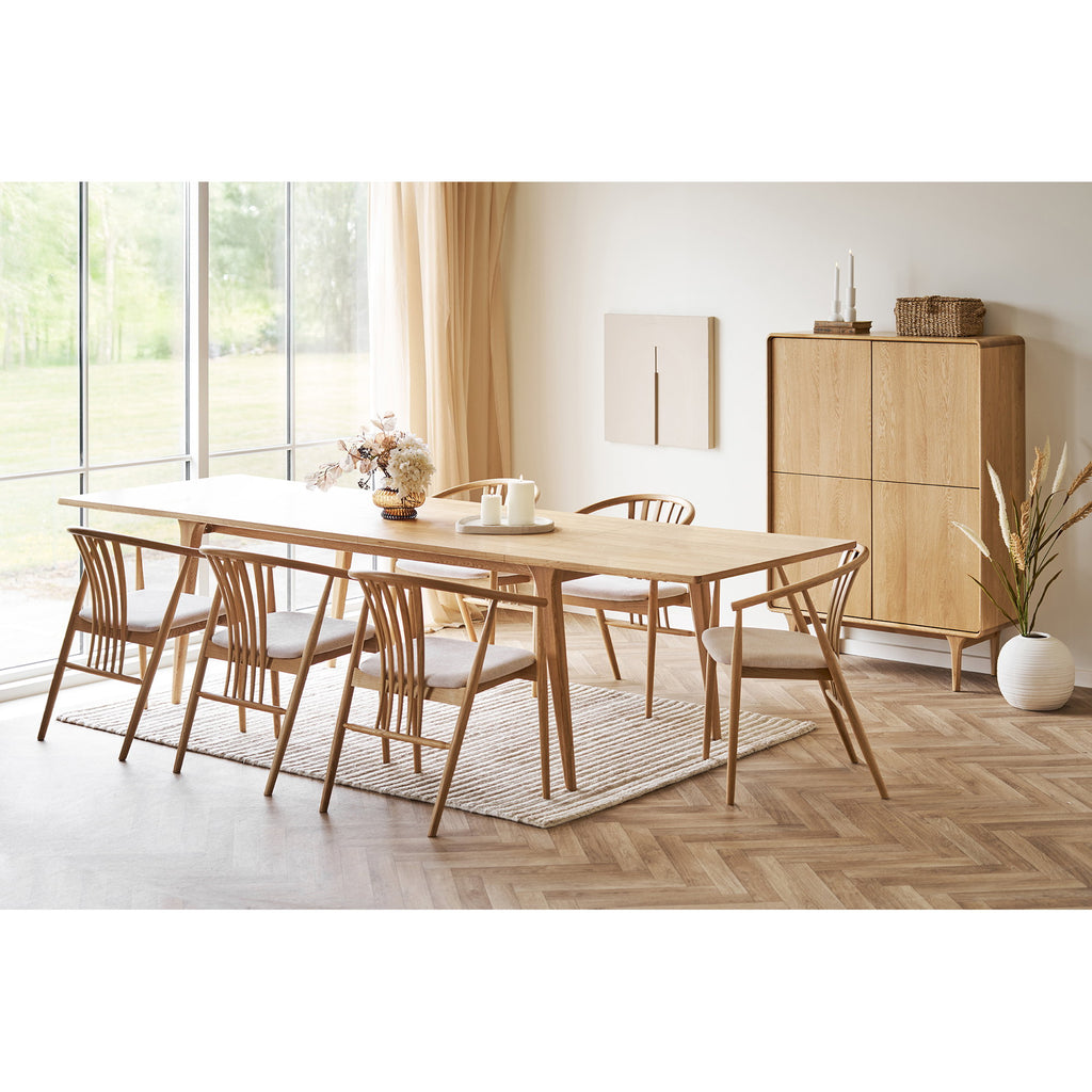 Masă de dining, furnir de stejar, natur, include două extensii, 100x240-290-340x75 cm