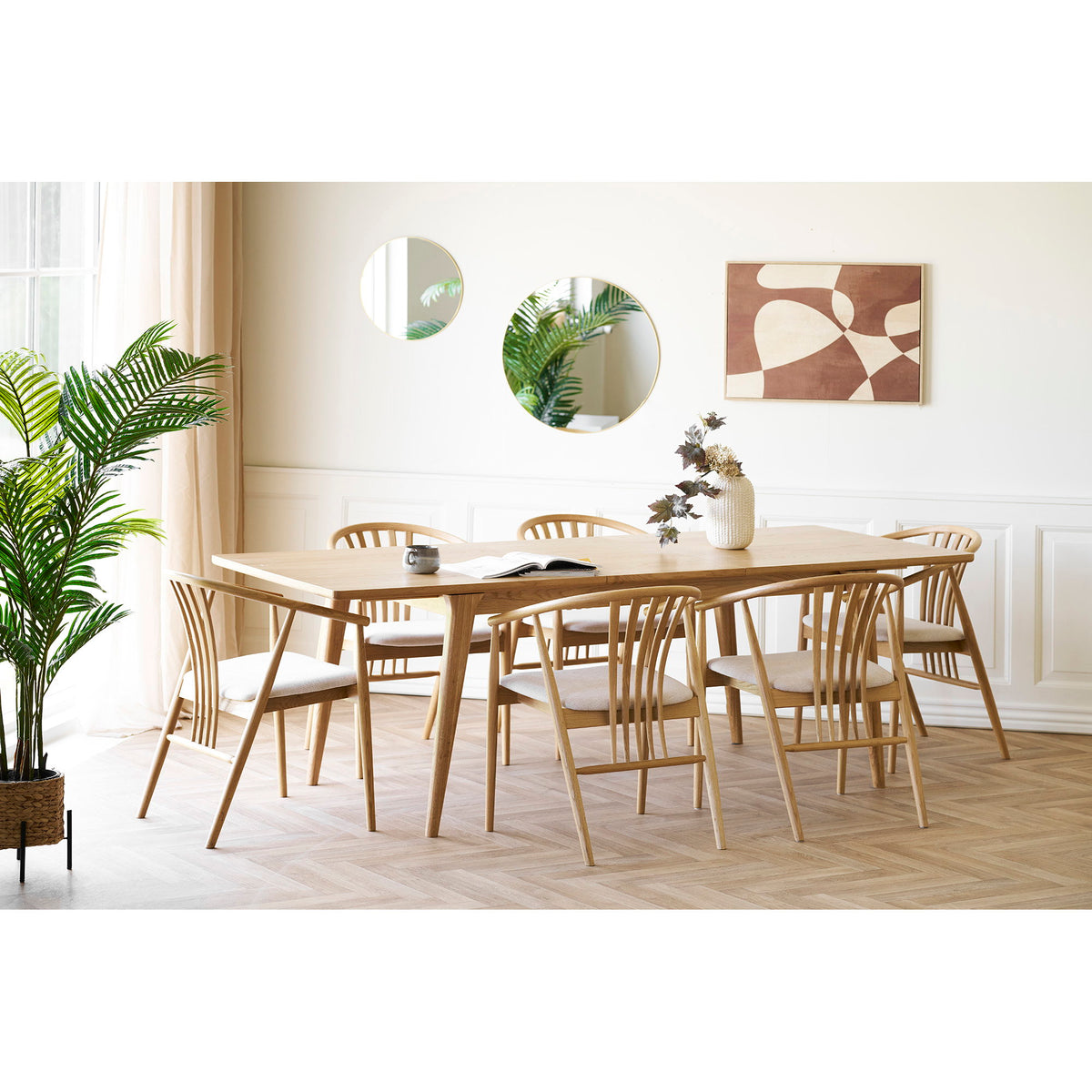 Masă de dining, furnir de stejar, natur, include o extensie, 90x180-230x75 cm