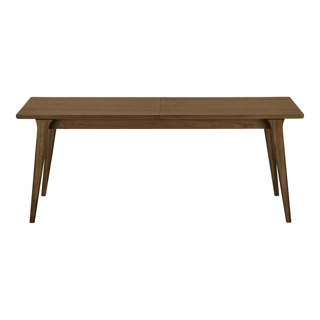 Masă de dining, furnir de stejar, maro, include două extensii, 100x240-290-340x75 cm