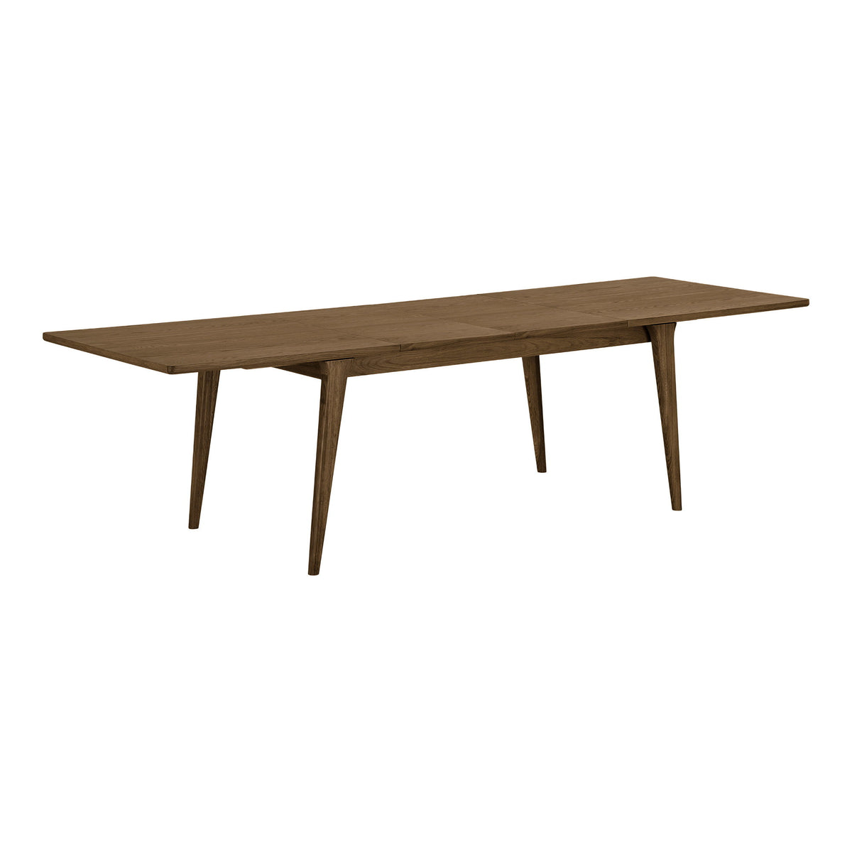 Masă de dining, furnir de stejar, maro, include două extensii, 100x240-290-340x75 cm