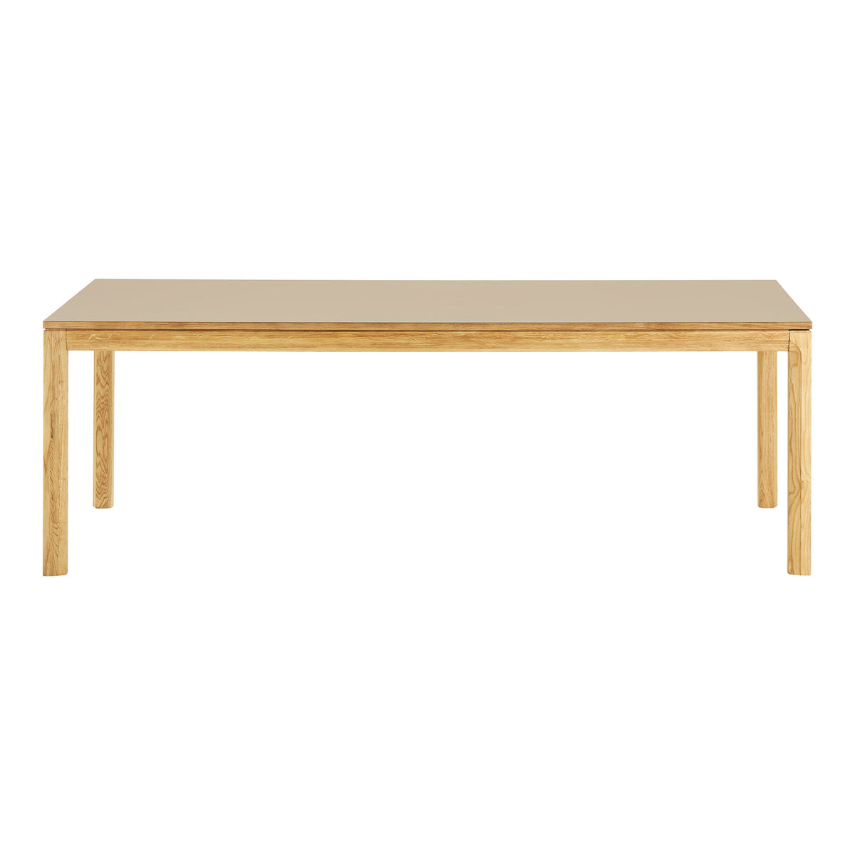 Masă de dining, stejar/laminat HPL, natur/nisipiu închis, include două extensii, 100x220-270-320x75 cm