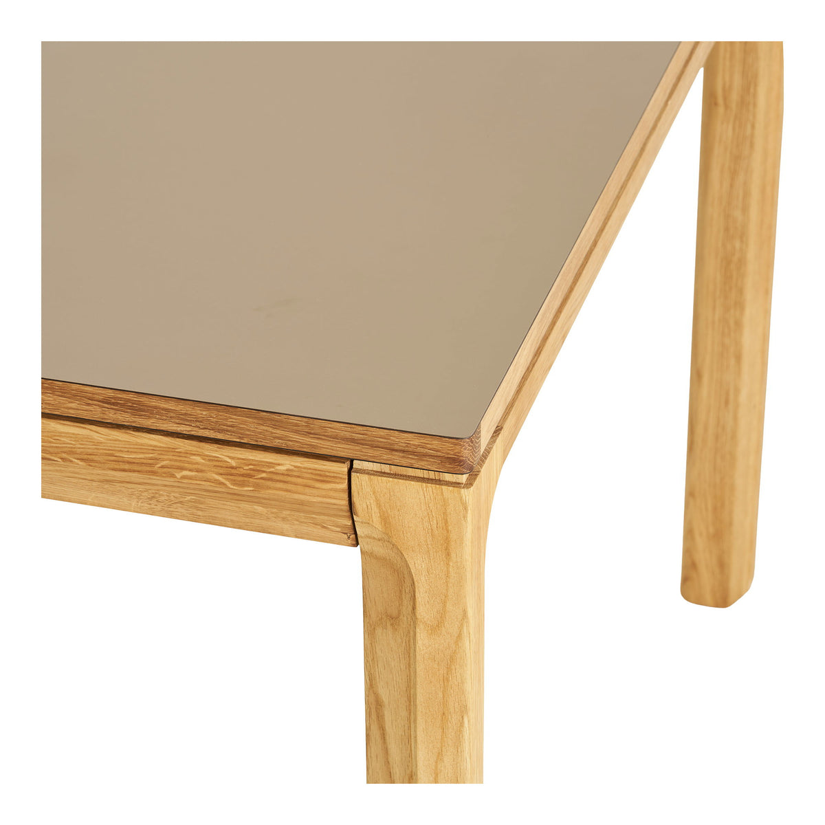 Masă de dining, stejar/laminat HPL, natur/nisipiu închis, include două extensii, 100x220-270-320x75 cm