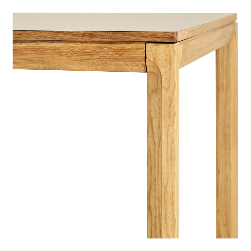 Masă de dining, stejar/laminat HPL, natur/nisipiu închis, include două extensii, 100x220-270-320x75 cm