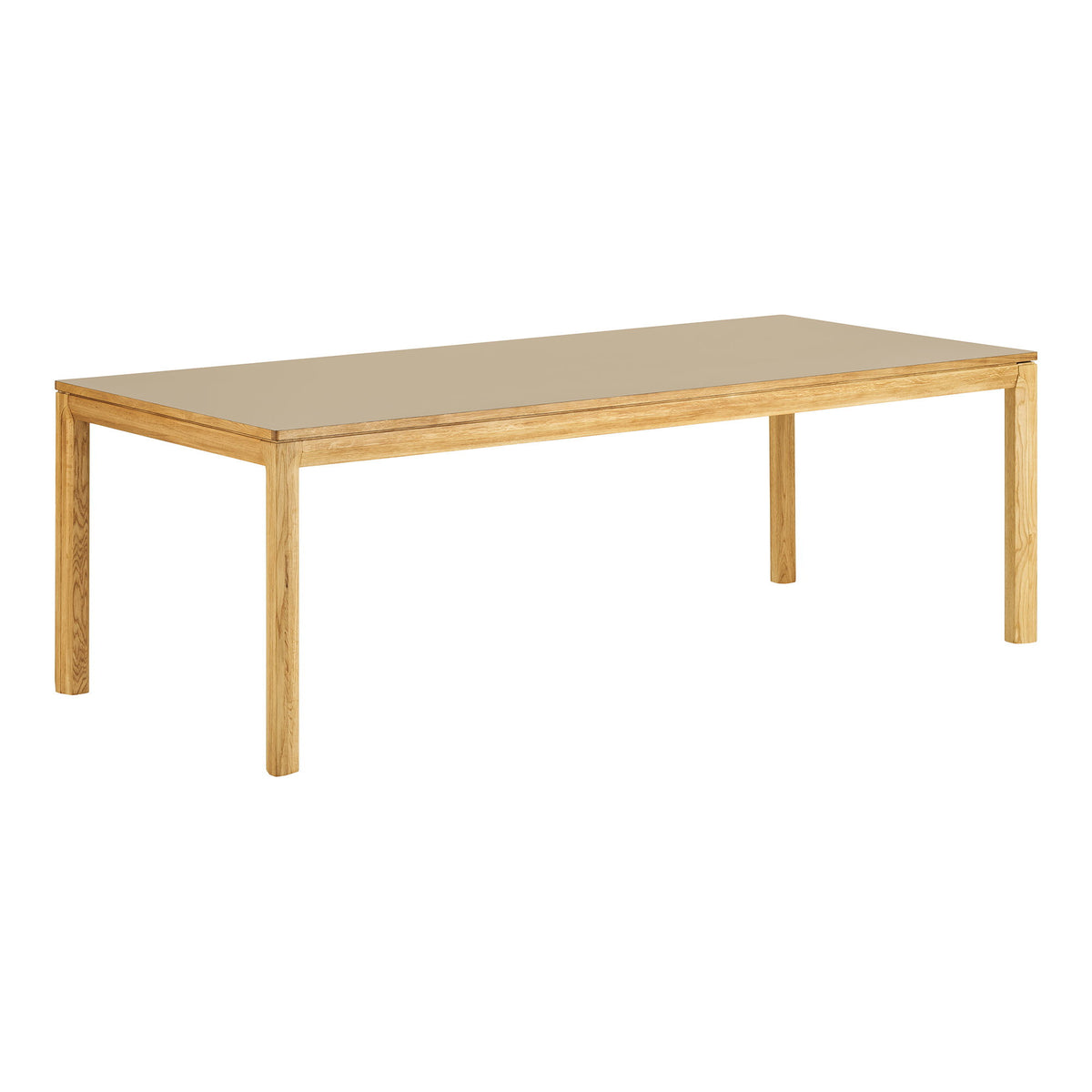 Masă de dining, stejar/laminat HPL, natur/nisipiu închis, include două extensii, 100x220-270-320x75 cm