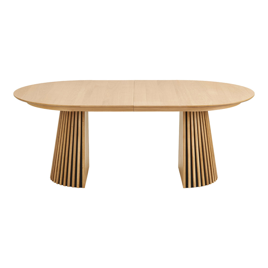 Masă de dining, furnir de stejar, natur, include două extensii, 120x200-250-300x75 cm