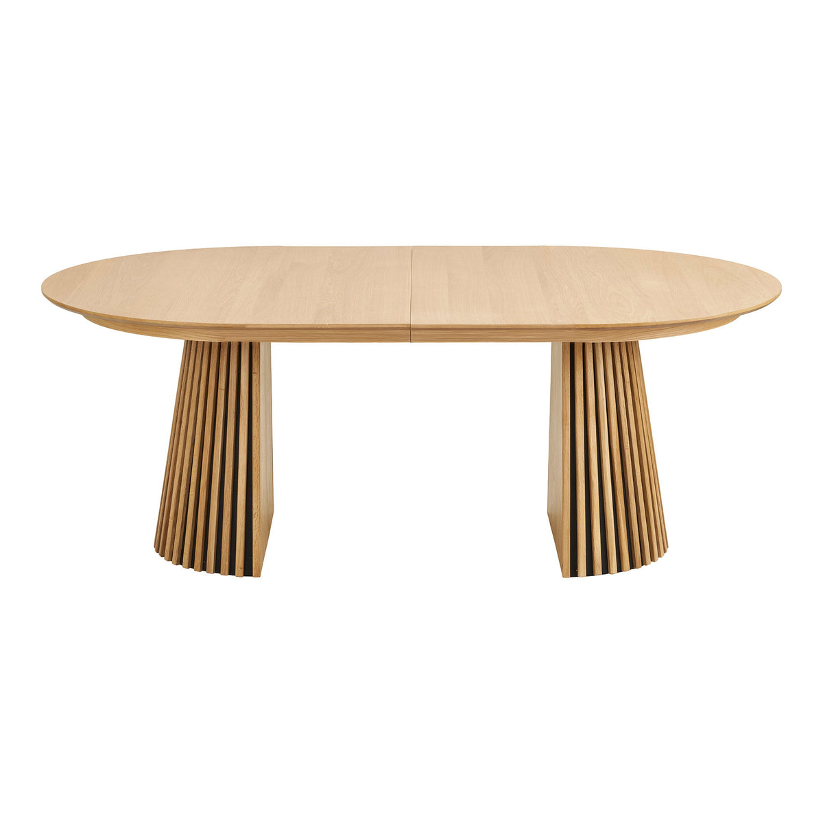 Masă de dining, furnir de stejar, natur, include două extensii, 120x200-250-300x75 cm