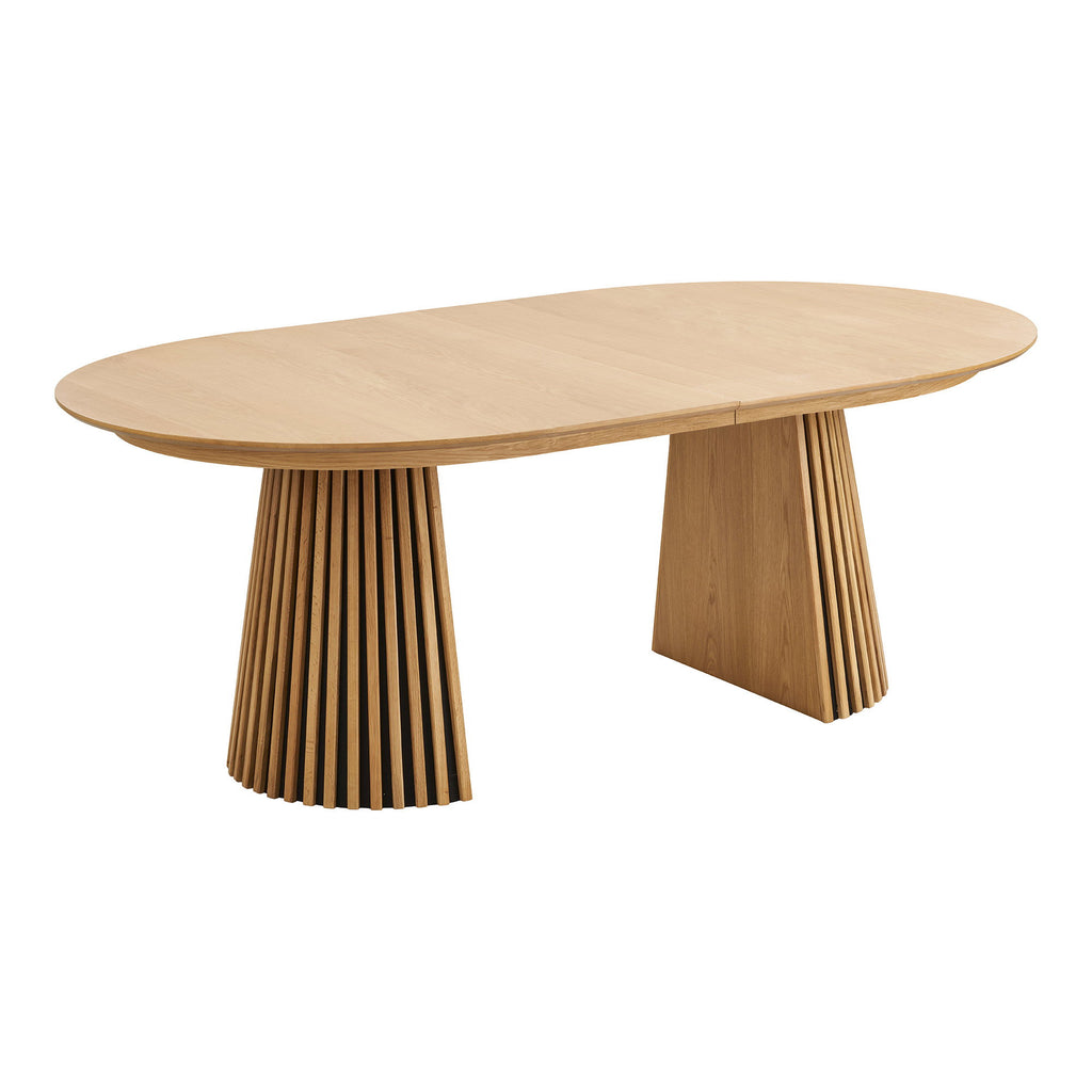 Masă de dining, furnir de stejar, natur, include două extensii, 120x200-250-300x75 cm