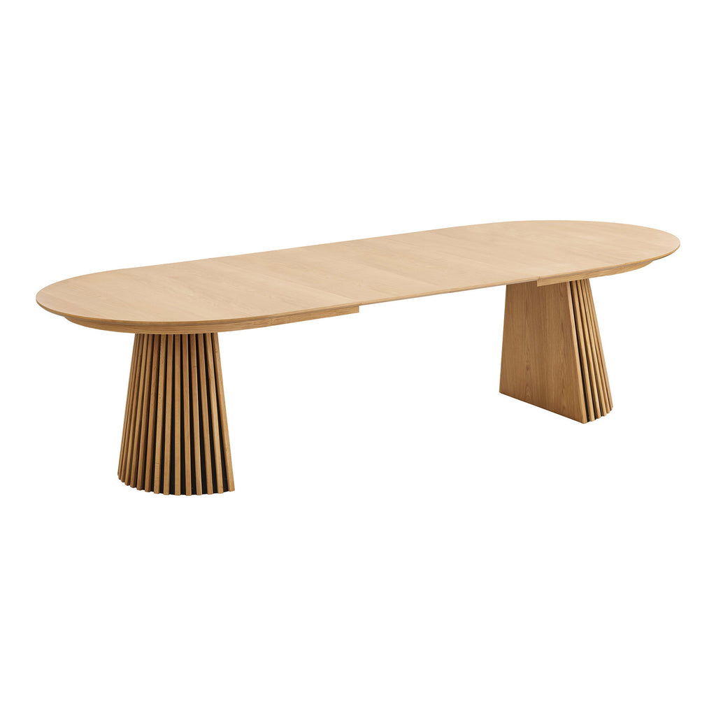 Masă de dining, furnir de stejar, natur, include două extensii, 120x200-250-300x75 cm