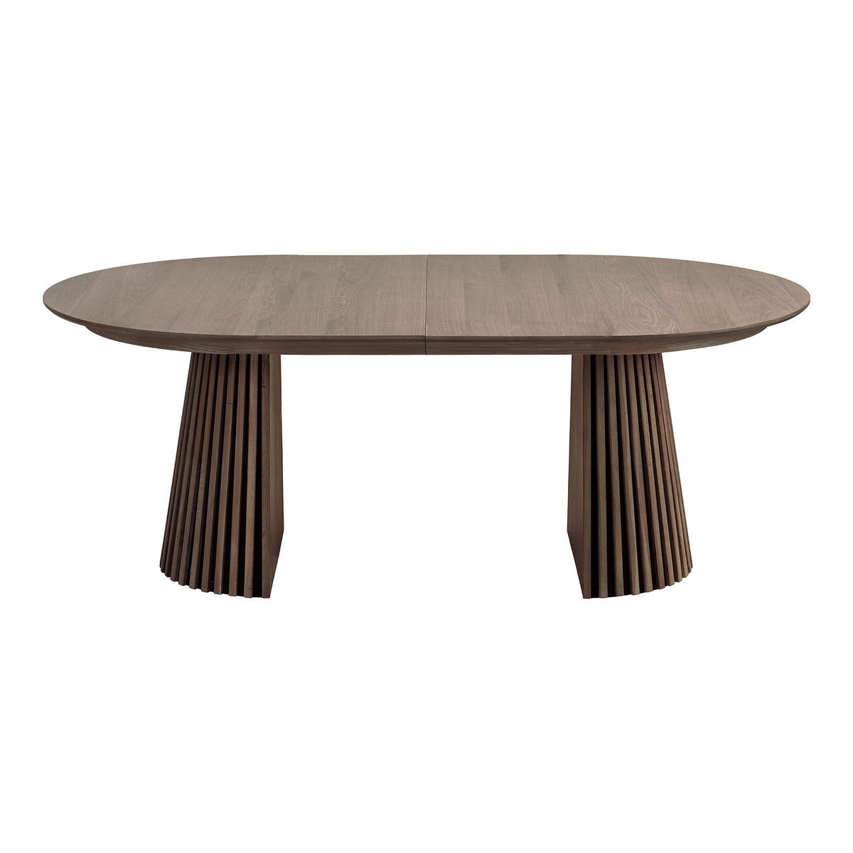 Masă de dining, furnir de stejar, fumuriu, include două extensii, 120x200-250-300x75 cm