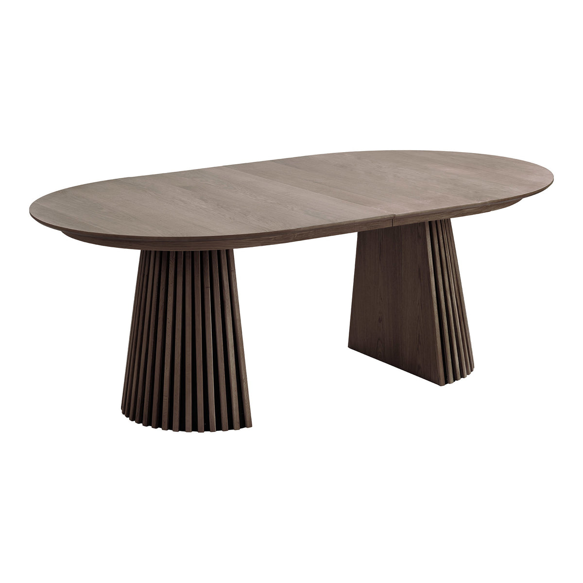 Masă de dining, furnir de stejar, fumuriu, include două extensii, 120x200-250-300x75 cm