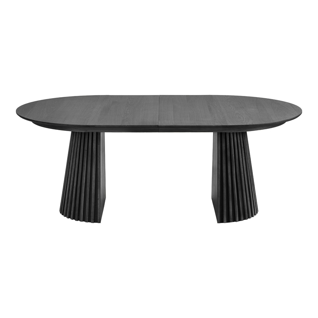 Masă de dining, furnir de stejar, negru, include două extensii, 120x200-250-300x75 cm