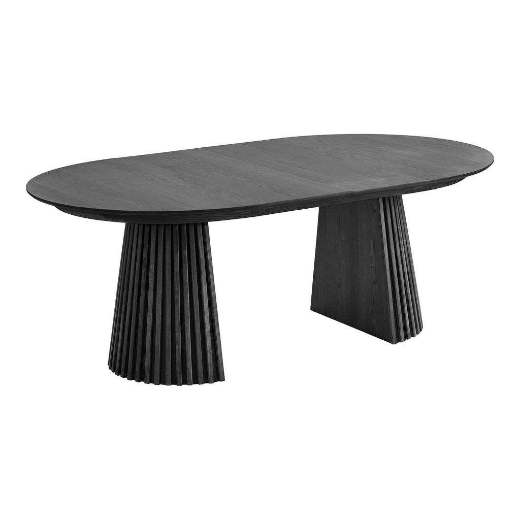 Masă de dining, furnir de stejar, negru, include două extensii, 120x200-250-300x75 cm
