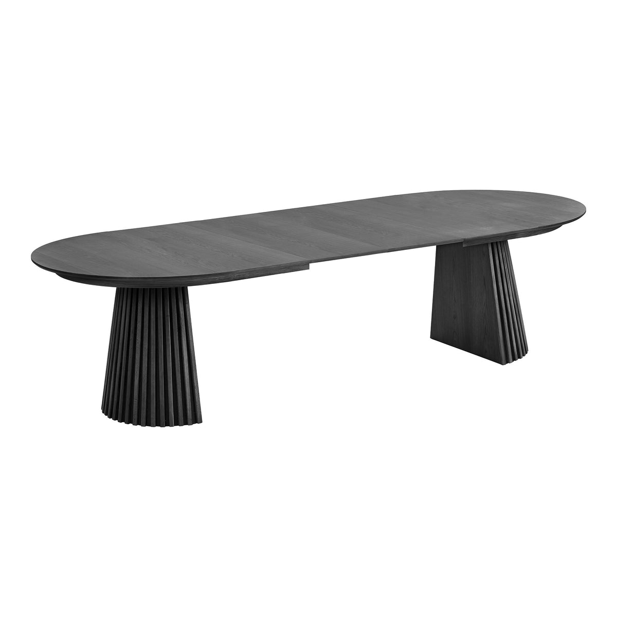 Masă de dining, furnir de stejar, negru, include două extensii, 120x200-250-300x75 cm
