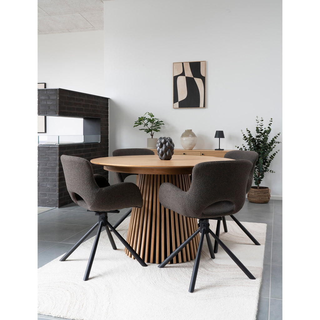 Masă de dining, furnir de stejar, natur, include trei extensii, ø120x120-160-200-240x75 cm