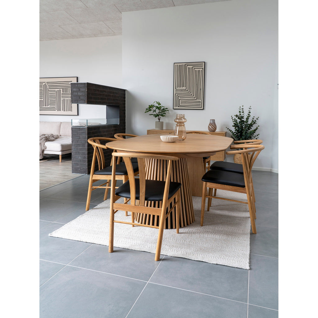 Masă de dining, furnir de stejar, natur, include trei extensii, ø120x120-160-200-240x75 cm