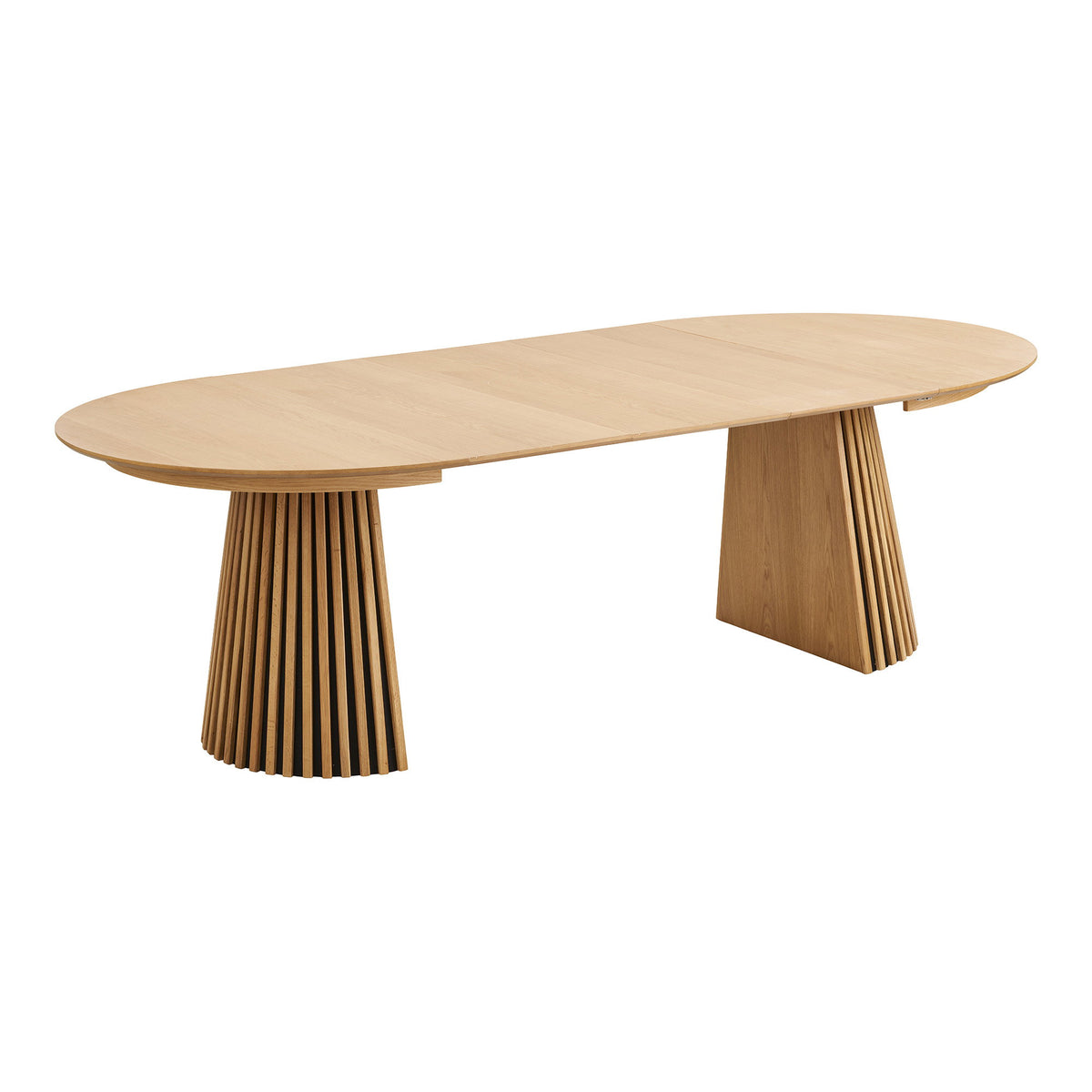 Masă de dining, furnir de stejar, natur, include trei extensii, ø120x120-160-200-240x75 cm