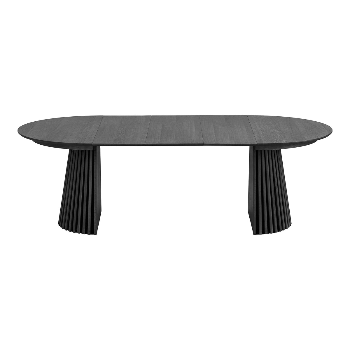 Masă de dining, furnir de stejar, negru, include trei extensii, ø120x120-160-200-240x75 cm