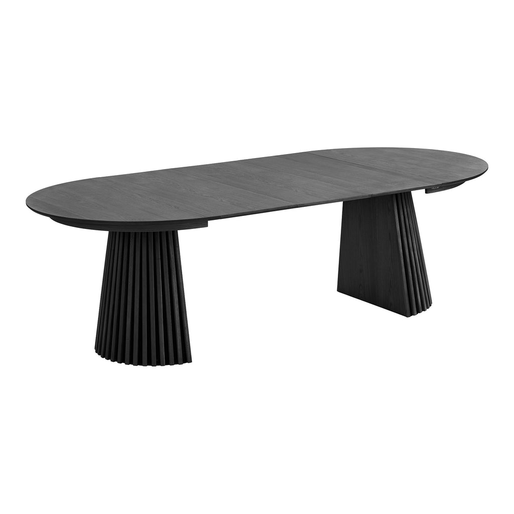 Masă de dining, furnir de stejar, negru, include trei extensii, ø120x120-160-200-240x75 cm