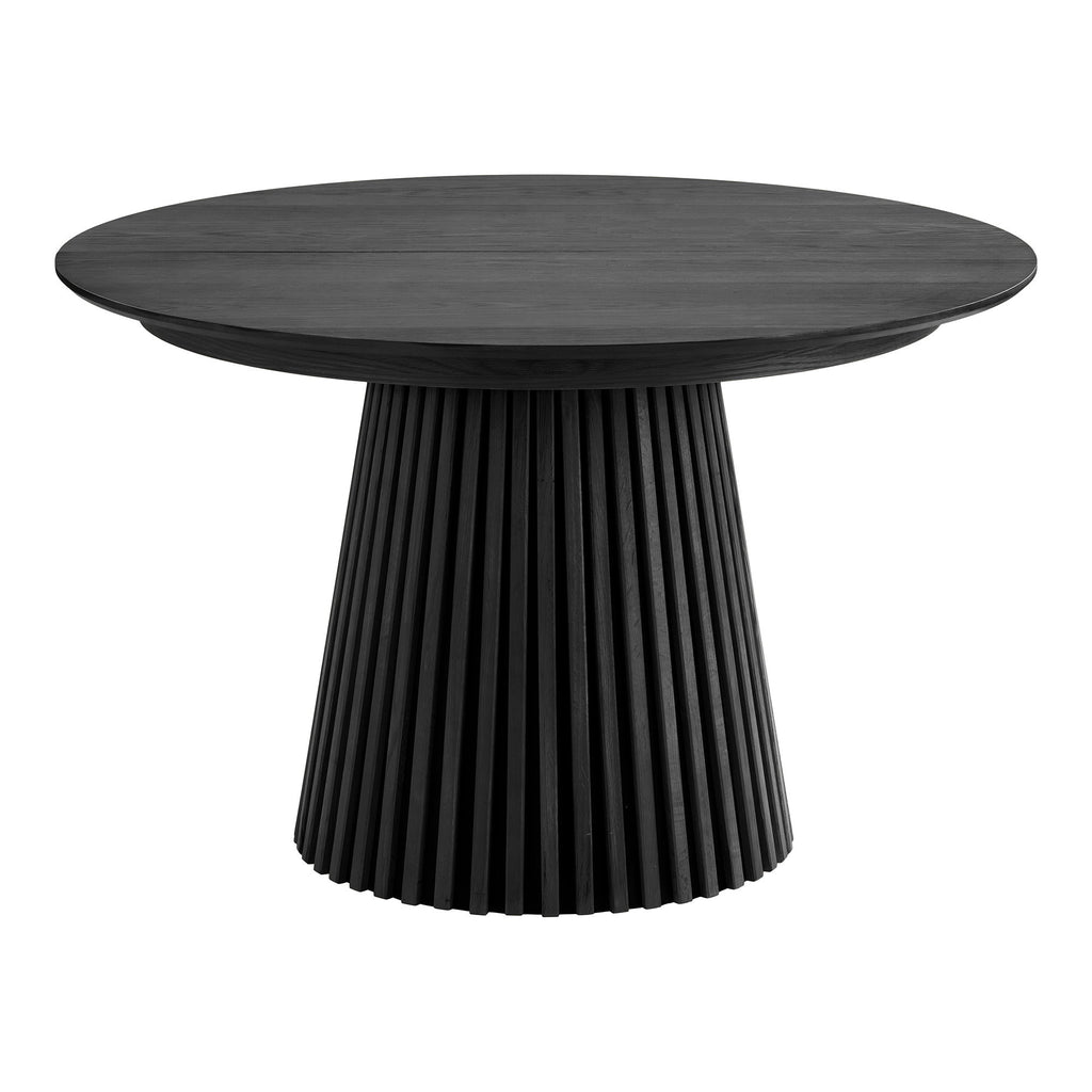 Masă de dining, furnir de stejar, negru, include două extensii, ø120x120-160-200x75 cm