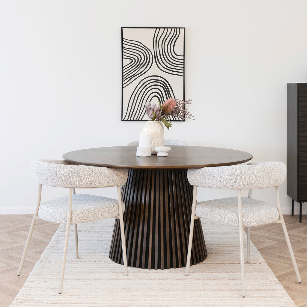 Masă de dining, furnir de stejar, fumuriu, ø140x75 cm