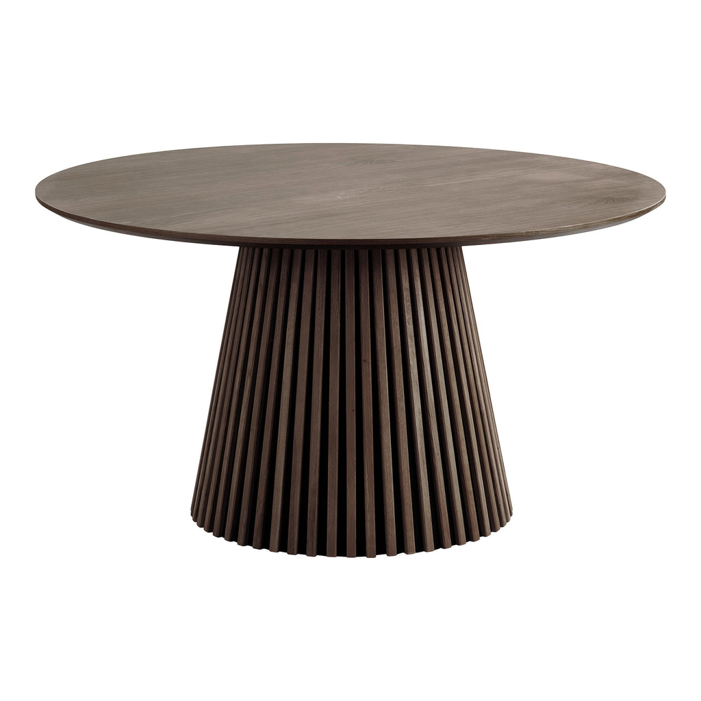 Masă de dining, furnir de stejar, fumuriu, ø140x75 cm