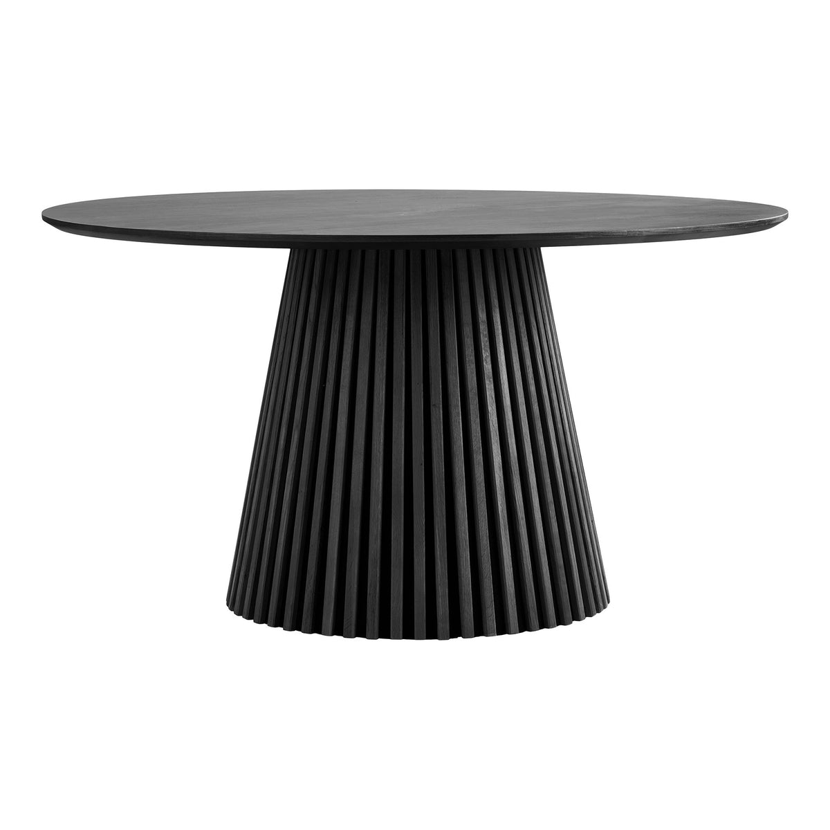 Masă de dining, furnir de stejar, negru, ø140x75 cm