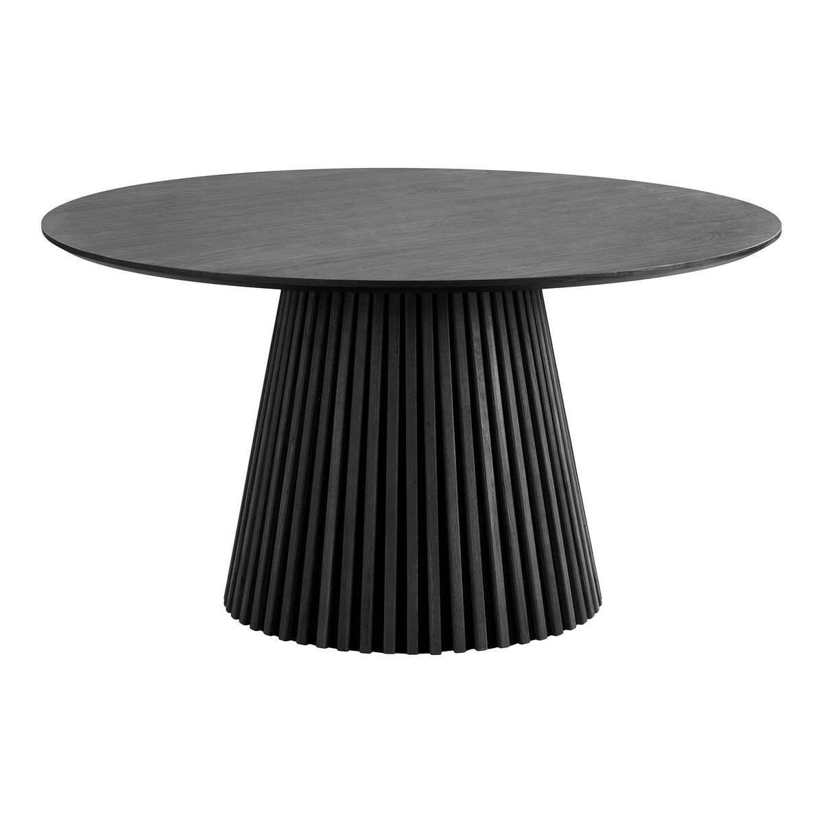 Masă de dining, furnir de stejar, negru, ø140x75 cm