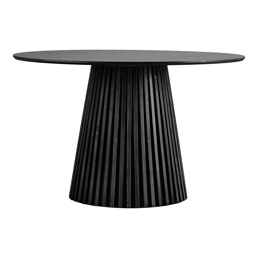 Masă de dining, furnir de stejar, negru, ø120x75 cm