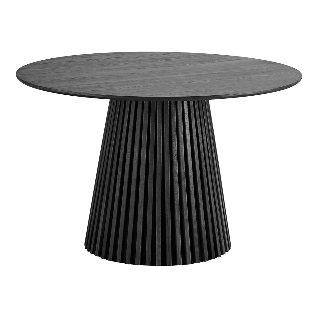 Masă de dining, furnir de stejar, negru, ø120x75 cm
