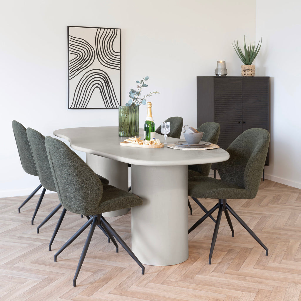 Masă de dining, aspect de ciment, bej, 96x200x76 cm