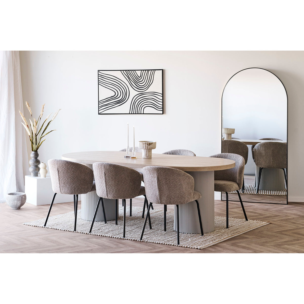 Masă de dining, frasin, natur/nisipiu, 100x220x75 cm