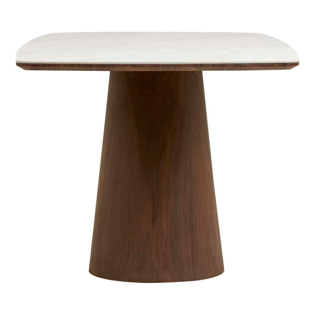 Masă de dining, blat din ceramică/furnir de frasin, alb/maro închis, 90x200x76 cm