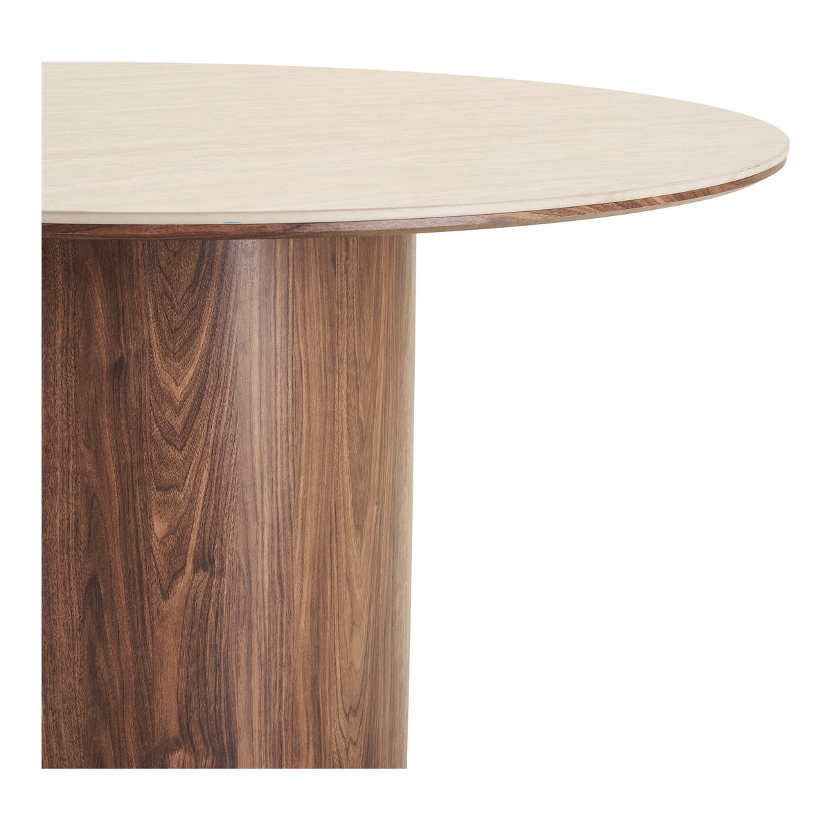 Masă de dining, blat din ceramică, travertin/maro închis, ø140x76 cm