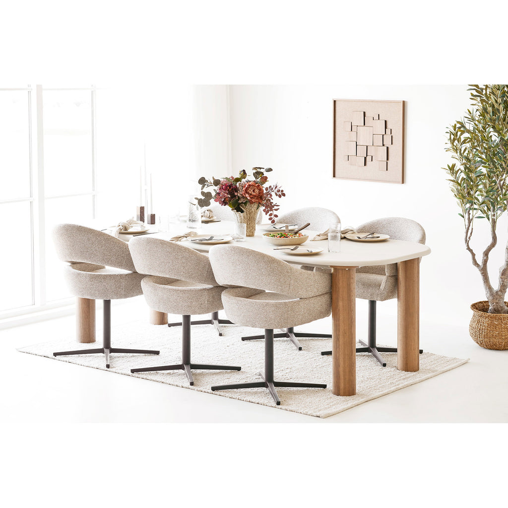 Masă de dining, aspect de ciment, nisipiu/maro, 100x240x76 cm