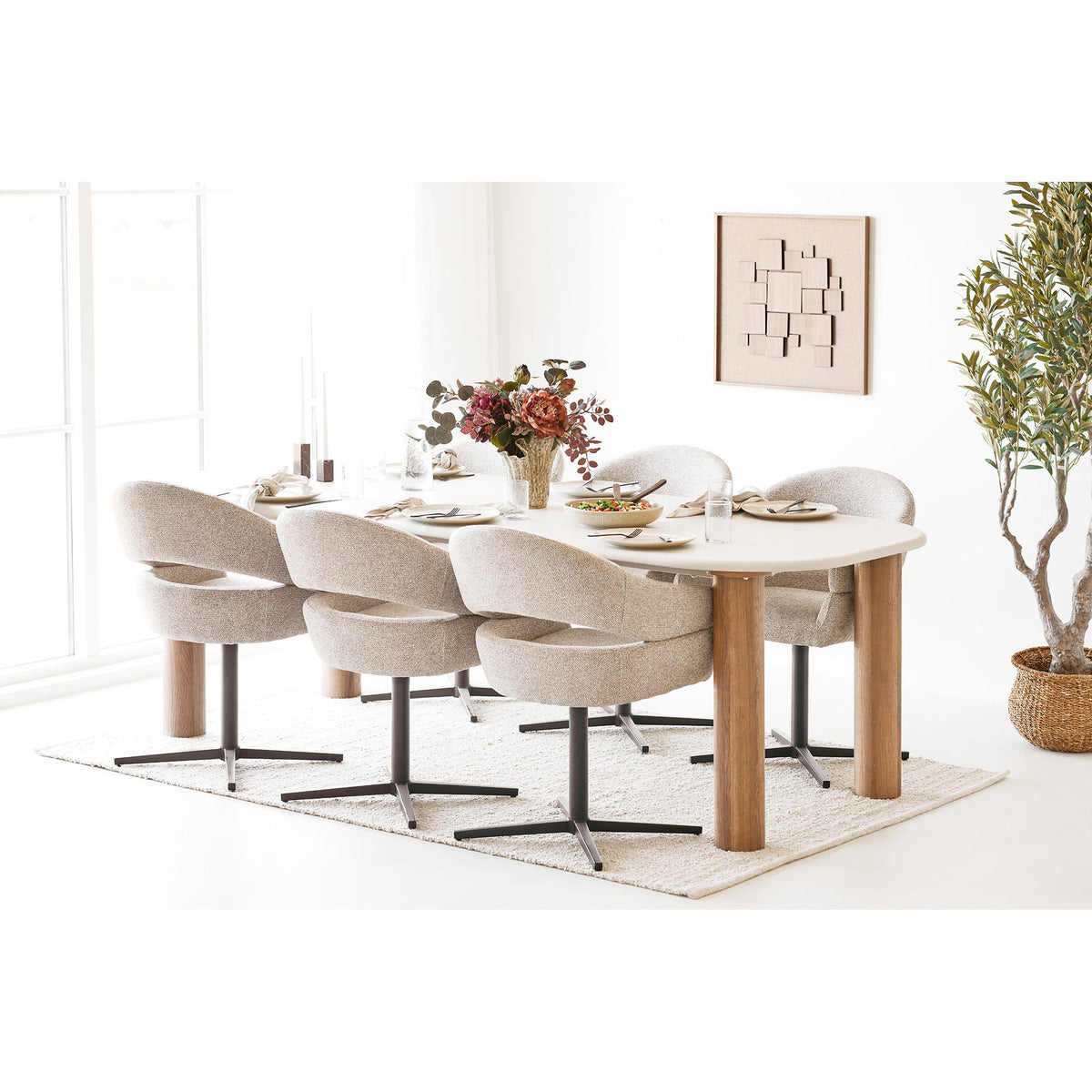 Masă de dining, aspect de ciment, nisipiu/maro, 100x240x76 cm
