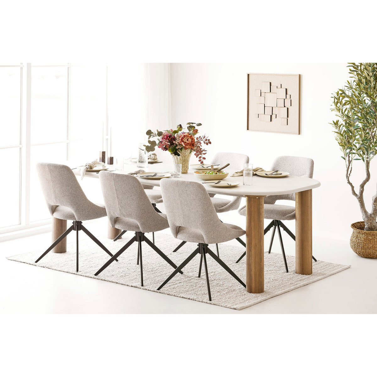 Masă de dining, aspect de ciment, nisipiu/maro, 100x240x76 cm