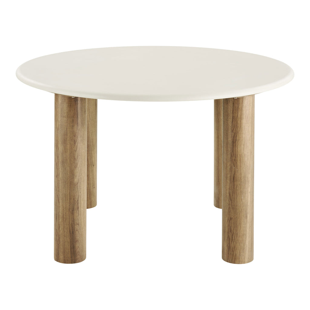 Masă de dining, aspect de ciment, nisipiu/maro, ø120x76 cm